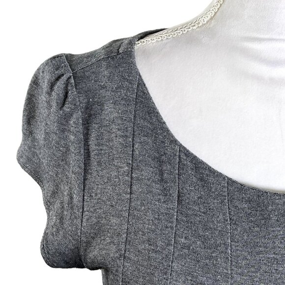 Gap Gray Fit & Flare Dress | Medium | Short Sleeve Soft Knit Everyday Style - Picture 8 of 11